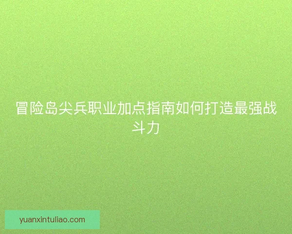 冒险岛尖兵职业加点指南如何打造最强战斗力
