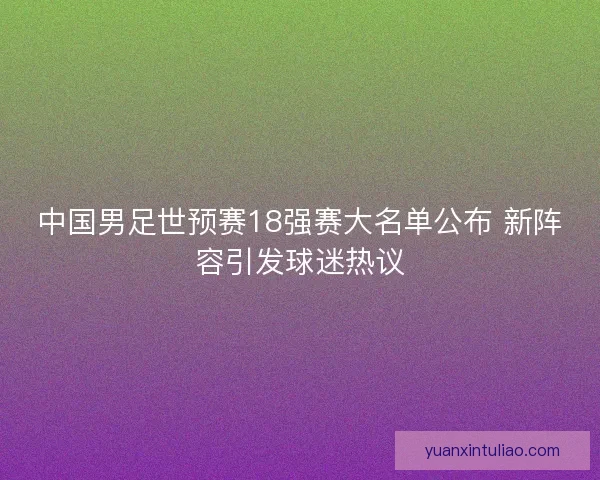 中国男足世预赛18强赛大名单公布 新阵容引发球迷热议